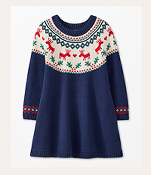 Holiday Sweater Dress | Dear Deer on Navy Holiday Sweater Dress | Dear Deer on Navy