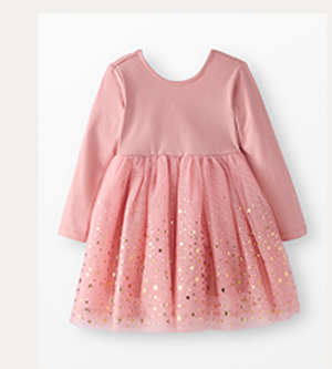 Long Sleeve Shimmer Tulle Dress | Powdered Rose Long Sleeve Shimmer Tulle Dress | Powdered Rose