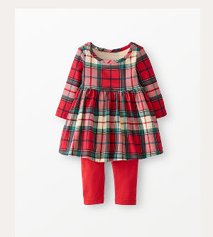 Baby Holiday Skater Dress & Leggings Set | Red Holiday Plaid
