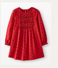 Balloon Sleeve Smocked Dress | Delicate Florals on Scarlet Red