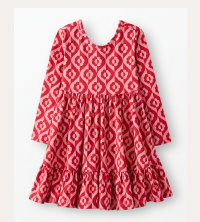 Long Sleeve Ruffle Skater Dress with Pockets | Pink and Red 2-tone