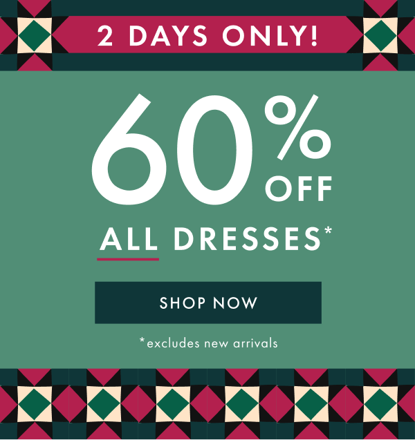 2 DAYS ONLY! 60% OFF ALL DRESSES* | SHOP NOW
