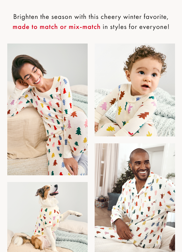 Brighten the season with this cheery winter favorite, made to match or mix-match in styles for everyone!