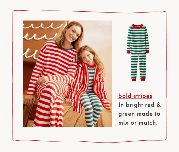 bold stripes
In bright red & green made to mix or match.