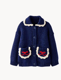 Collared Bow Pocket Cardigan