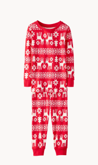 Dear Deer on Ribbon Red Holiday HannaSoft™ Stretch Pajama Set