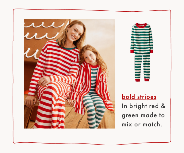 bold stripes
In bright red & green made to mix or match.