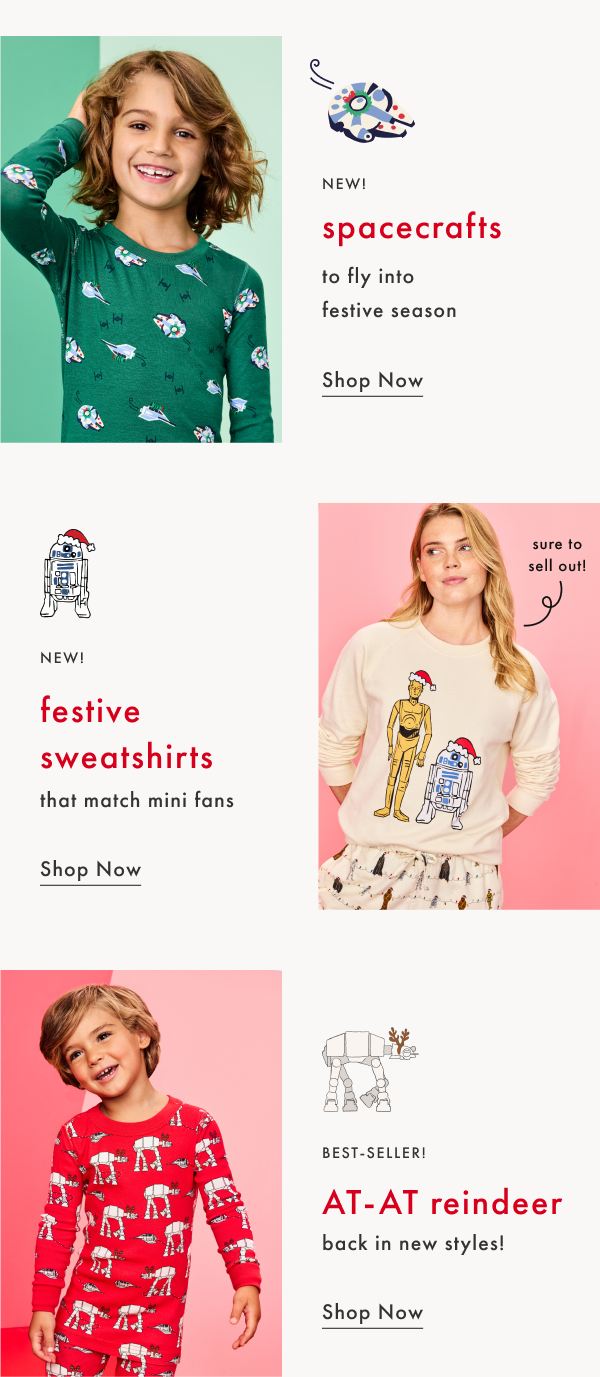 NEW! Spacecrafts | festive sweatshirts | AT-AT reindeer | SHOP NOW