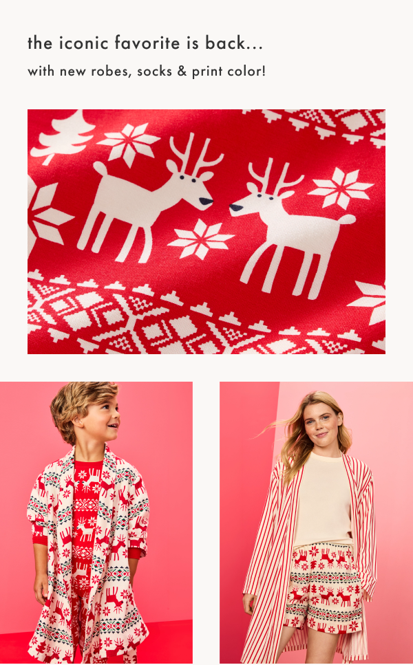 the iconic favorite is back... with new robes, socks & print color!