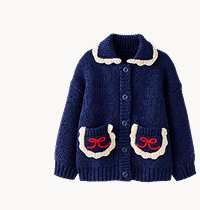 Collared Bow Pocket Cardigan