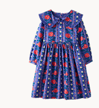 Long Sleeve Ruffle Collar Twill Dress with Pockets
