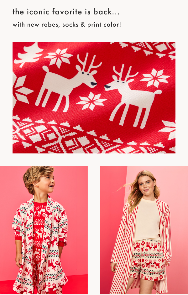 the iconic favorite is back... with new robes, socks & print color!