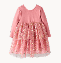 Long Sleeve Tulle Shimmer Dress