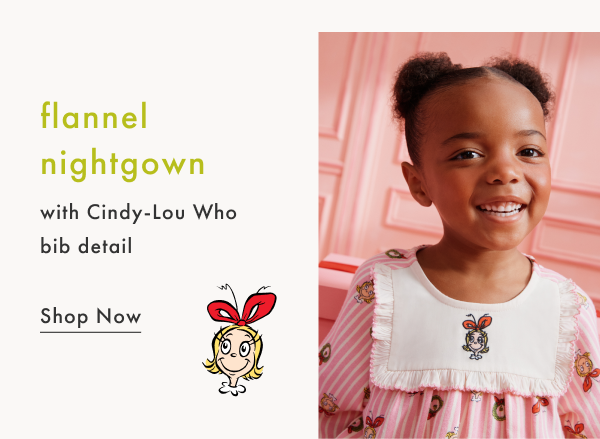 flannel nightgown with Cindy-Lou Who bib detail | Shop Now