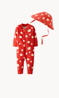 Mushroom Dots on Red Ember Halloween Costume HannaJams™ Sleeper & Hat