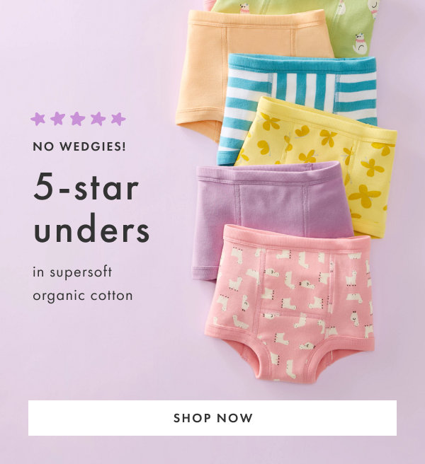 No Wedgies! 5-Star Unders in supersoft organic cotton. Shop now.