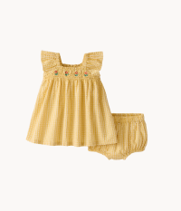 Baby Flutter Sleeve Seersucker Dress & Bloomers Set