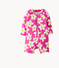 Baby Rashguard Swimsuit | Ecru Flowers on Pink