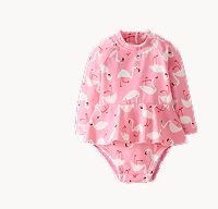 Baby One-Piece Skirted Rashguard Swimsuit | Flamingos on Azalea Pink Baby One-Piece Skirted Rashguard Swimsuit | Flamingos on Azalea Pink