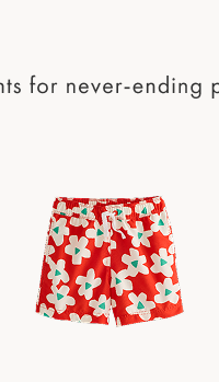 Swim Trunks | Ecru Flowers on Orange