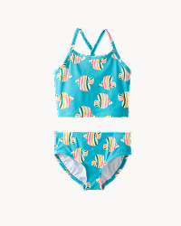Two-Piece Swimsuit | Rainbow Fish on Majorca Blue