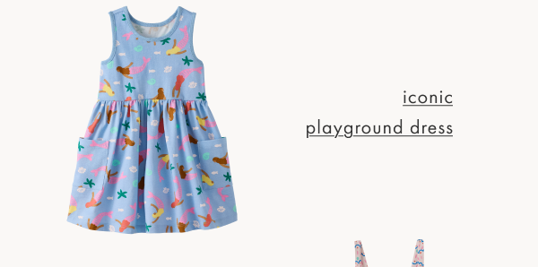 Sleeveless Playground Dress with Pockets | Floral Mermaids on Picnic Sky