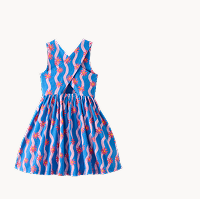 Crossback Skater Dress with Pockets | Wavy Floral on Swedish Sky