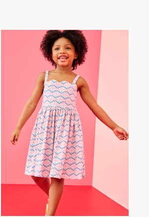 Sleeveless Scalloped Skater Dress with Pockets | Scalloped Stripes