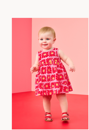 Baby Sleeveless Dress & Bloomers Set | Funky Floral on Azalea Pink