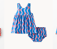 Baby Crossback Dress & Bloomers Set | Wavy Floral on Swedish Sky