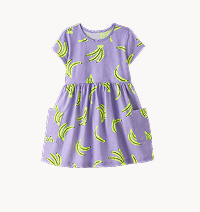 Playground Dress with Pockets | Neon Bananas on Purple