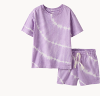 Relaxed Fit Tie-Dye T-Shirt & Shorts Set | Purple/White Tie Dye