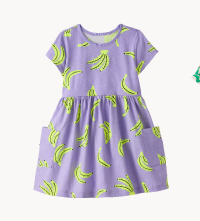 Playground Dress with Pockets | Neon Bananas on Purple