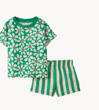 T-Shirt & Shorts Set | Ecru Floral on Go Green