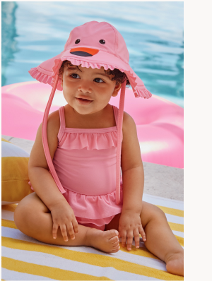 Baby One-Piece Flamingo Swimsuit & Swim Hat Set
