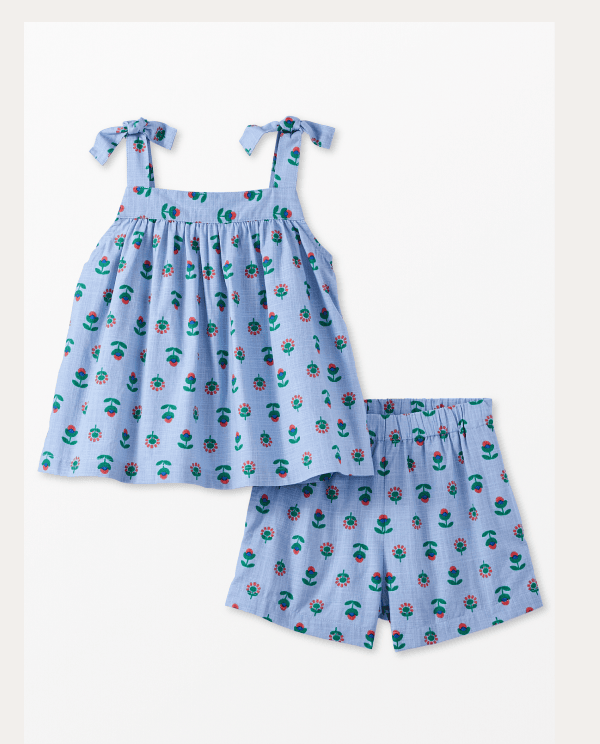 Mini Daisy Sleeveless Poplin Set