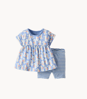Baby Tunic Top & Shorts Set | Seahorse on Storm Blue
