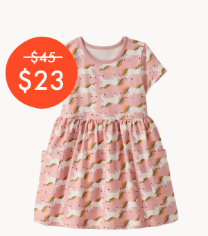 Playground Dress with Pockets | Unicorn on Pink