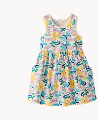 Sleeveless Playground Dress with Pockets | Blotchy Floral on Ecru