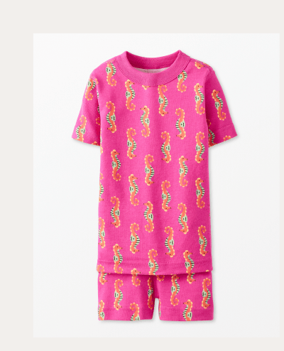 Pink Peony Seahorse PJs