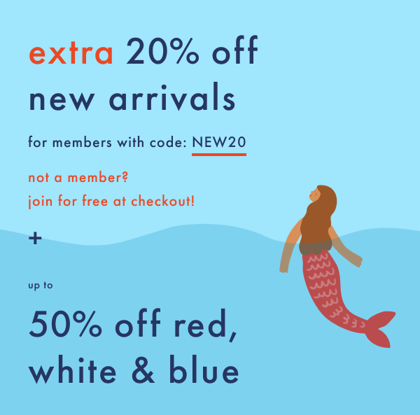 Members only! | Extra 20% off New Arrivals with code NEW20 + up to 50% off red, white, and blue