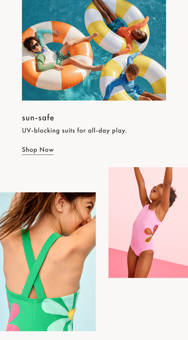 UV-blocking suits for all-day play. | SHOP NOW