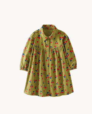 Corduroy Button-Front Dress with Pockets