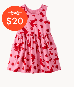 Sleeveless Playground Dress with Pockets | Lobsters on Azalea Pink