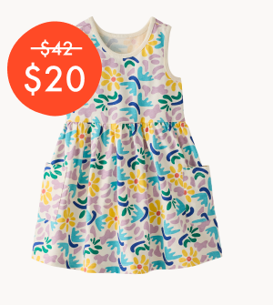 Sleeveless Playground Dress with Pockets | Blotchy Floral on Ecru
