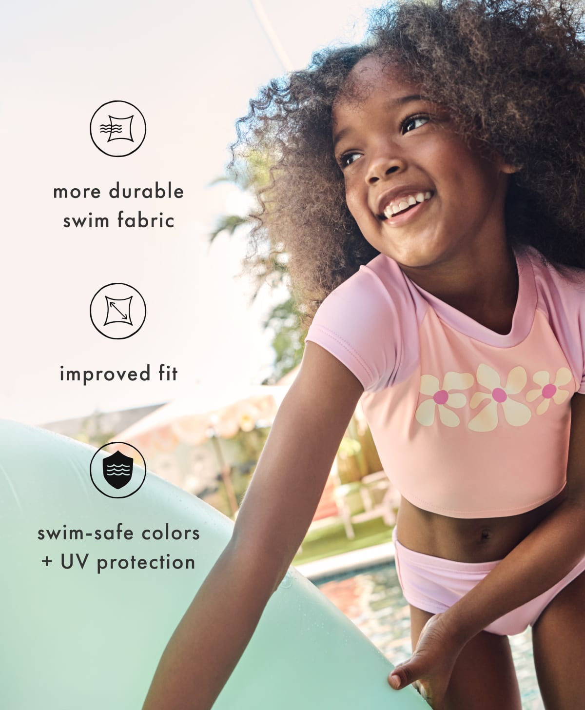 more durable swim fabric — improved fit — UV protection | SHOP NOW