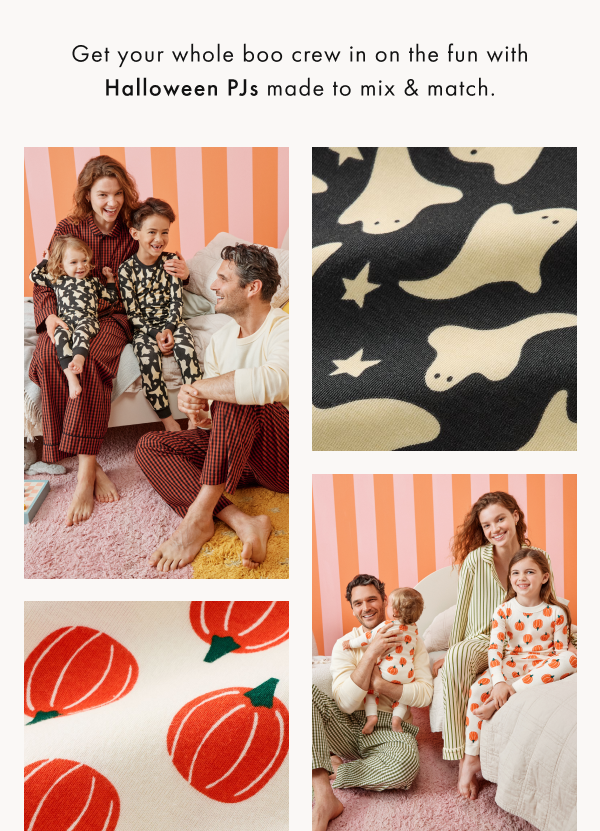 Get your whole boo crew in on the fun with Halloween PJs made to mix & match