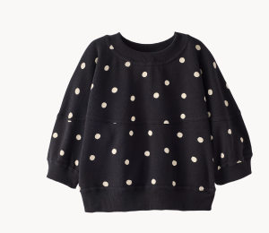 3/4 Sleeve French Terry Bubble Sweatshirt - Dots on Black