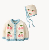 Baby Cherry Cardigan & Hat Set