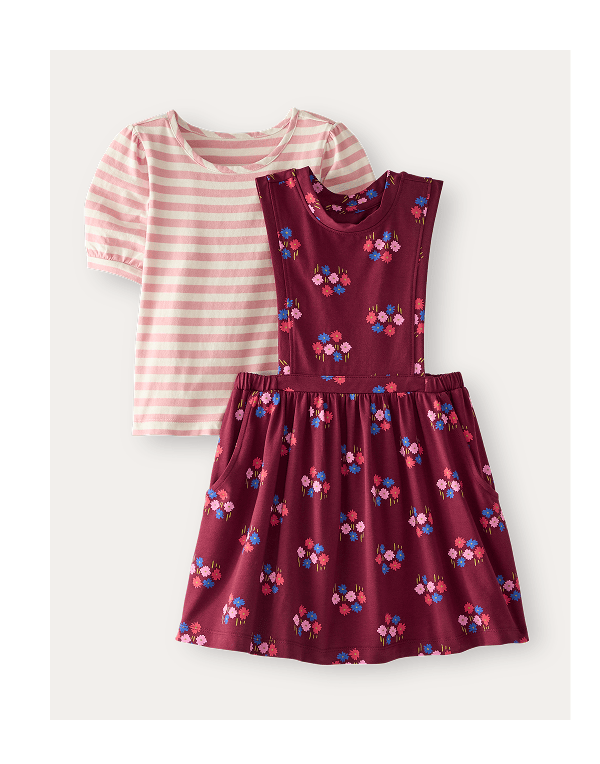 Balloon Sleeve Tee & Pinafore Dress